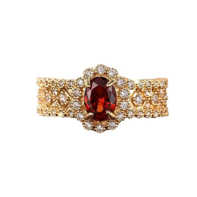 Kavio Retro Affordable Luxury Personality Inlaid Zircon Fashion Single Ring