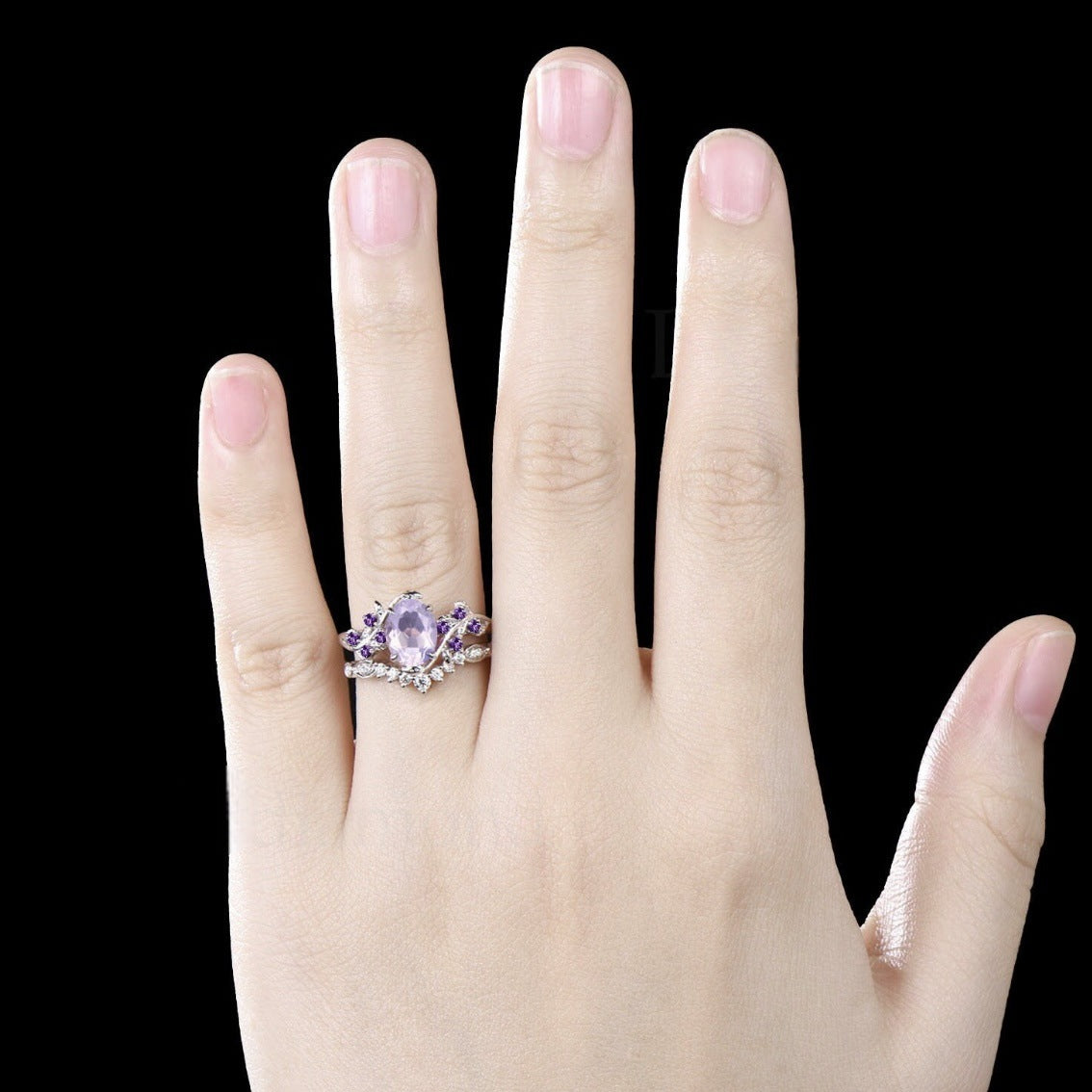 Kavio European And American Engagement Women's Inlaid Amethyst Ring Ring