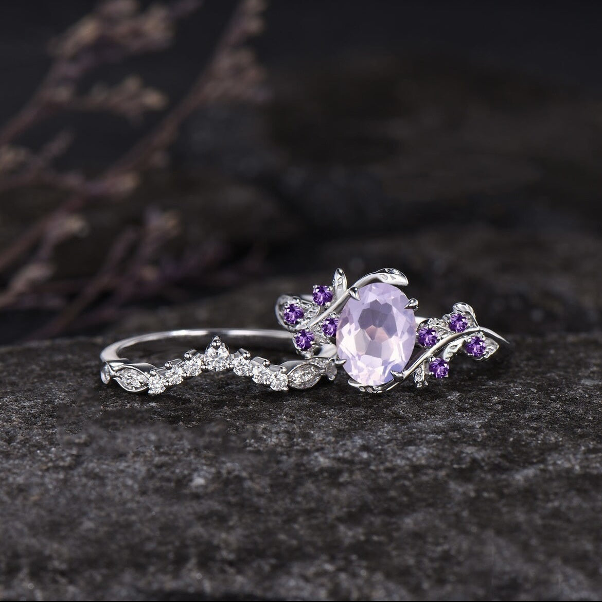 Kavio European And American Engagement Women's Inlaid Amethyst Ring Ring