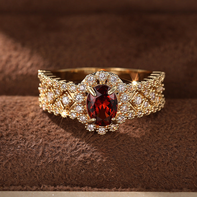 Kavio Retro Affordable Luxury Personality Inlaid Zircon Fashion Single Ring