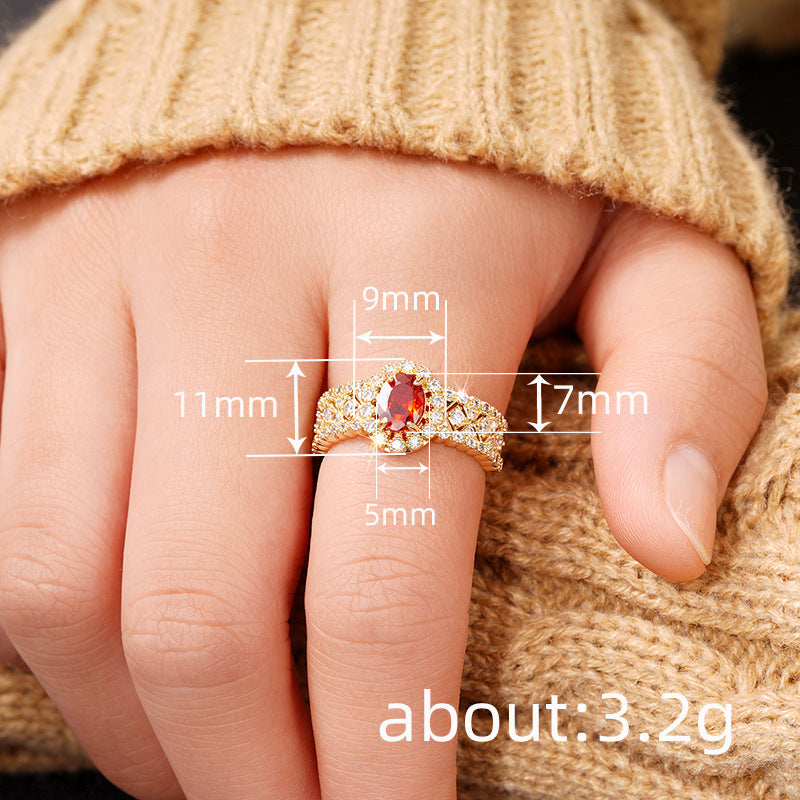 Kavio Retro Affordable Luxury Personality Inlaid Zircon Fashion Single Ring