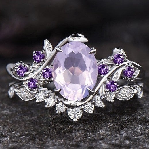 Kavio European And American Engagement Women's Inlaid Amethyst Ring Ring
