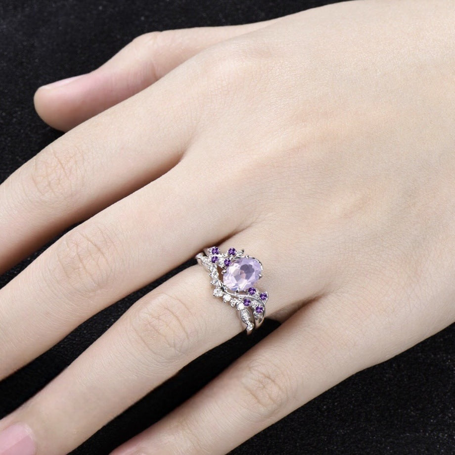 Kavio European And American Engagement Women's Inlaid Amethyst Ring Ring