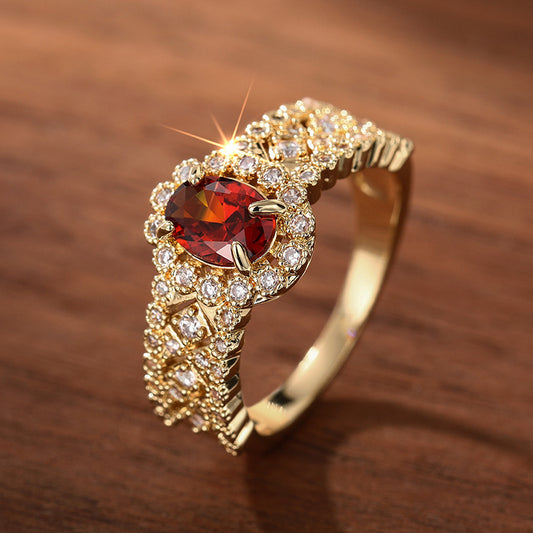 Kavio Retro Affordable Luxury Personality Inlaid Zircon Fashion Single Ring