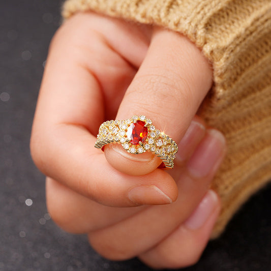 Kavio Retro Affordable Luxury Personality Inlaid Zircon Fashion Single Ring